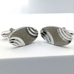 Vintage signed Anson oval etched circular design cufflinks